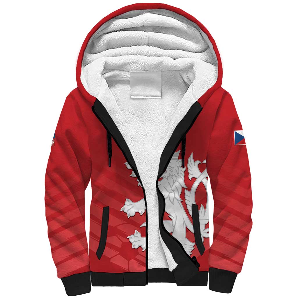 Custom Czech Republic 2024 Football Sherpa Hoodie Jeden Tym Jeden Cil Czechia - Wonder Print Shop
