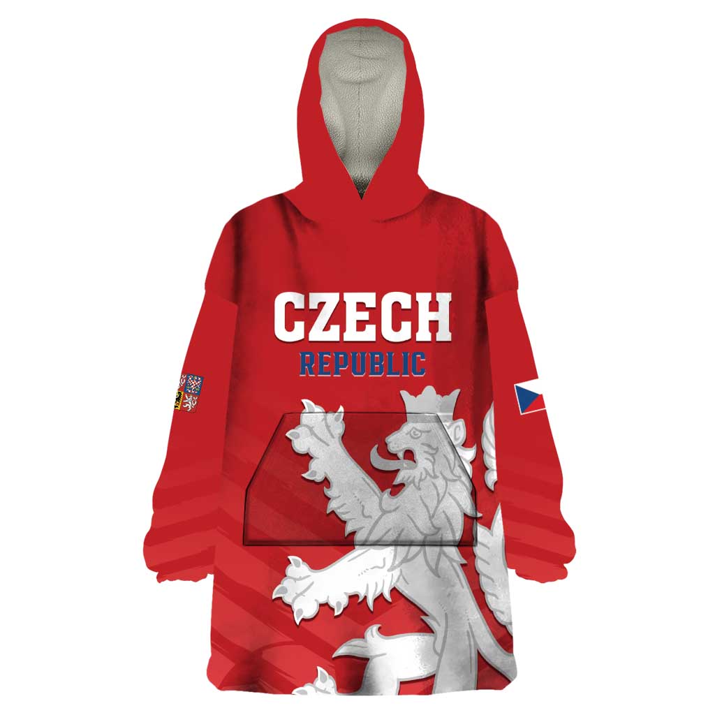Custom Czech Republic 2024 Football Wearable Blanket Hoodie Jeden Tym Jeden Cil Czechia - Wonder Print Shop