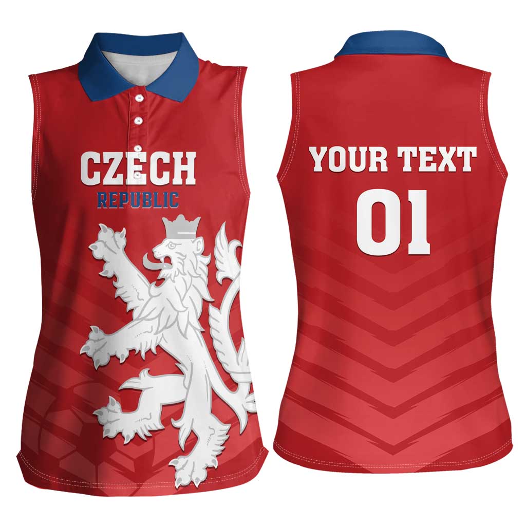 Custom Czech Republic 2024 Football Women Sleeveless Polo Shirt Jeden Tym Jeden Cil Czechia - Wonder Print Shop