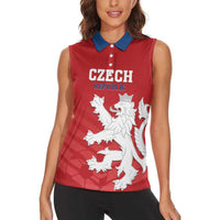 Custom Czech Republic 2024 Football Women Sleeveless Polo Shirt Jeden Tym Jeden Cil Czechia - Wonder Print Shop