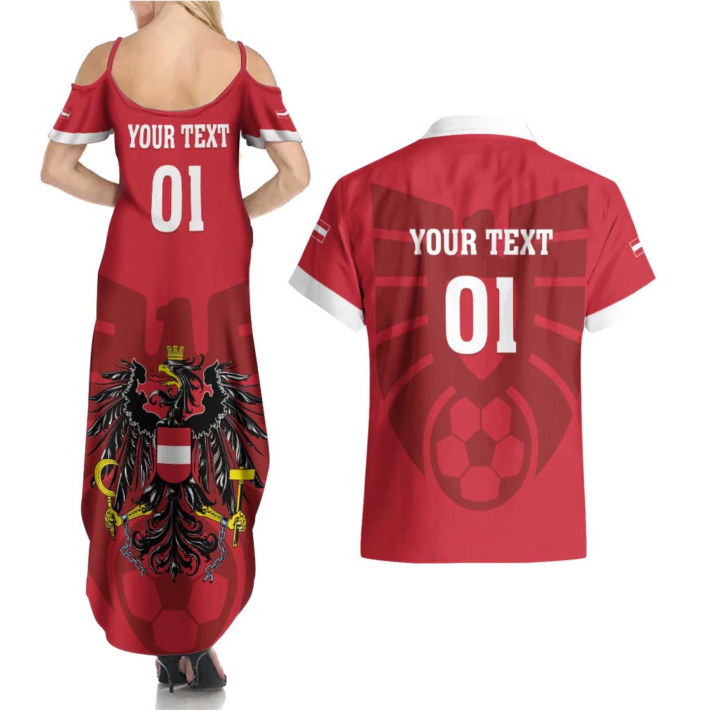 Custom Austria 2024 Football Couples Matching Summer Maxi Dress and Hawaiian Shirt Das Team Go Champions - Wonder Print Shop