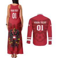 Custom Austria 2024 Football Couples Matching Tank Maxi Dress and Long Sleeve Button Shirt Das Team Go Champions - Wonder Print Shop