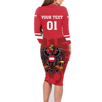 Custom Austria 2024 Football Family Matching Long Sleeve Bodycon Dress and Hawaiian Shirt Das Team Go Champions - Wonder Print Shop