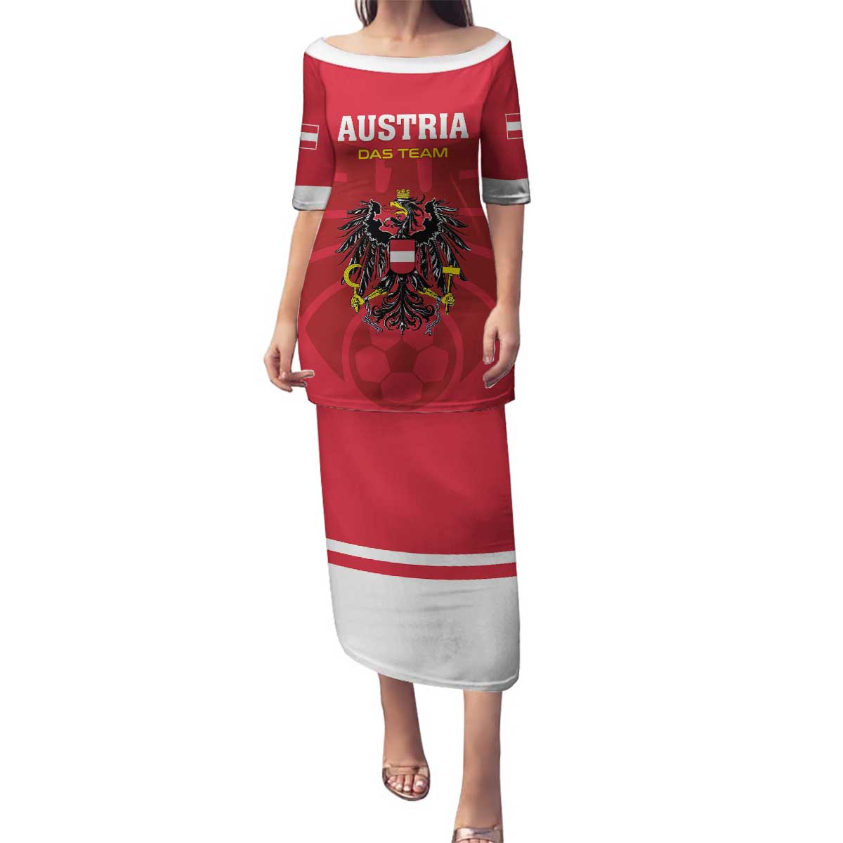 Custom Austria 2024 Football Family Matching Puletasi and Hawaiian Shirt Das Team Go Champions - Wonder Print Shop