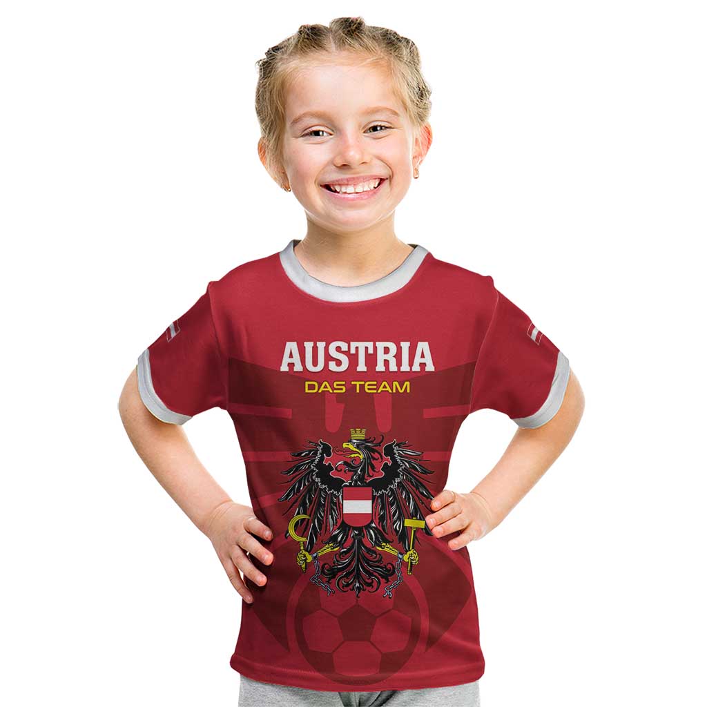 Custom Austria 2024 Football Kid T Shirt Das Team Go Champions - Wonder Print Shop