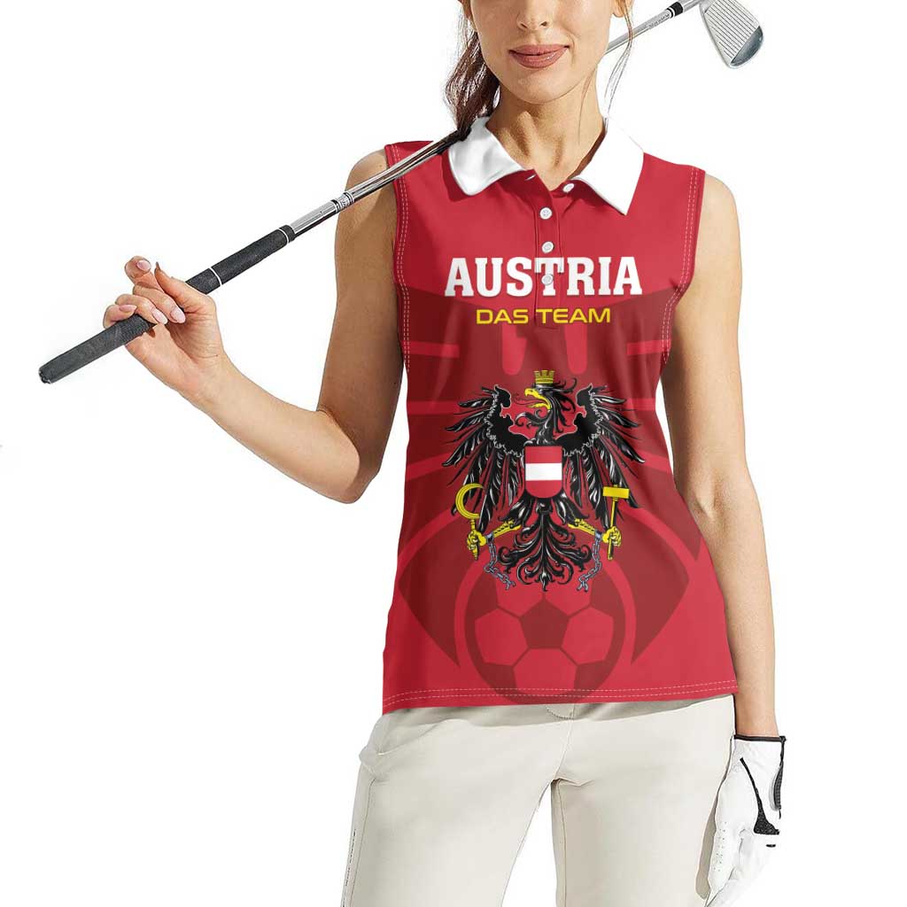 Custom Austria 2024 Football Women Sleeveless Polo Shirt Das Team Go Champions - Wonder Print Shop