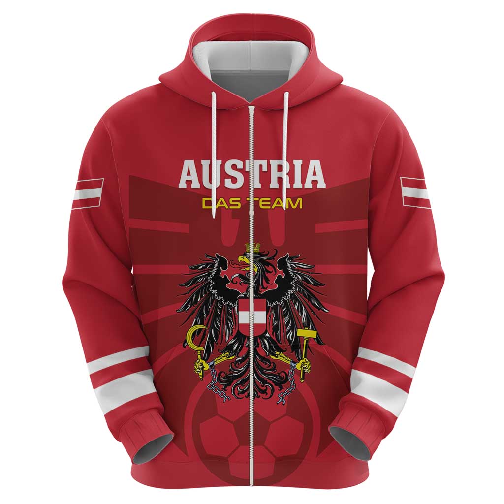 Custom Austria 2024 Football Zip Hoodie Das Team Go Champions - Wonder Print Shop