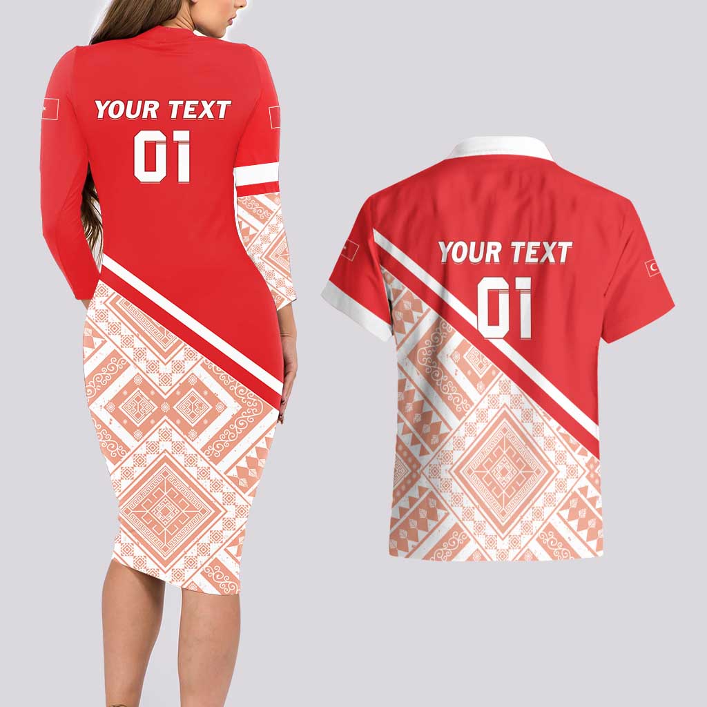 Custom Turkey 2024 Football Couples Matching Long Sleeve Bodycon Dress and Hawaiian Shirt Ay Yldzllar Biz Bitti Demeden Bitmez - Wonder Print Shop