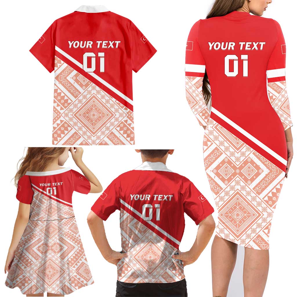 Custom Turkey 2024 Football Family Matching Long Sleeve Bodycon Dress and Hawaiian Shirt Ay Yldzllar Biz Bitti Demeden Bitmez - Wonder Print Shop