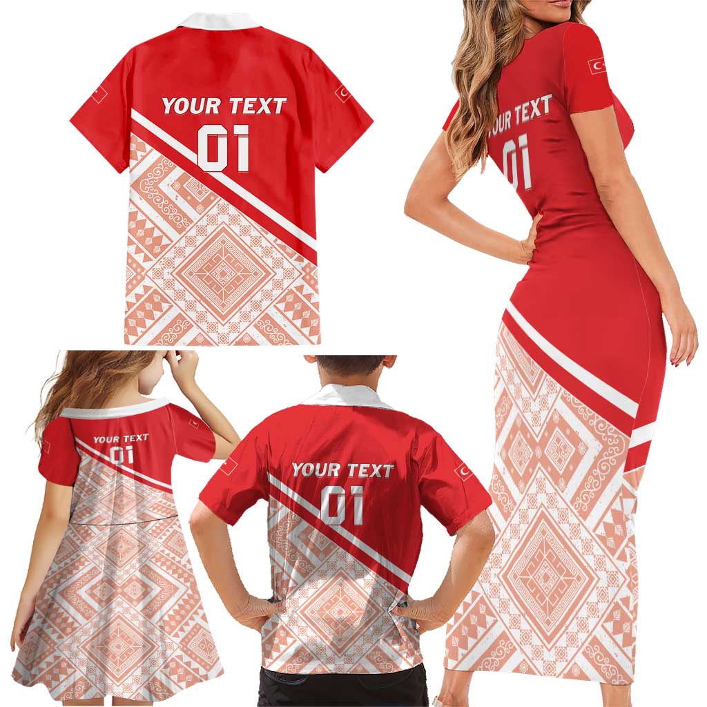 Custom Turkey 2024 Football Family Matching Short Sleeve Bodycon Dress and Hawaiian Shirt Ay Yldzllar Biz Bitti Demeden Bitmez - Wonder Print Shop