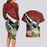 Personalized Trinidad and Tobago Couples Matching Long Sleeve Bodycon Dress and Hawaiian Shirt Cairi Land of the Humming Bird - Wonder Print Shop