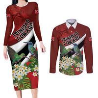 Personalized Trinidad and Tobago Couples Matching Long Sleeve Bodycon Dress and Long Sleeve Button Shirt Cairi Land of the Humming Bird - Wonder Print Shop