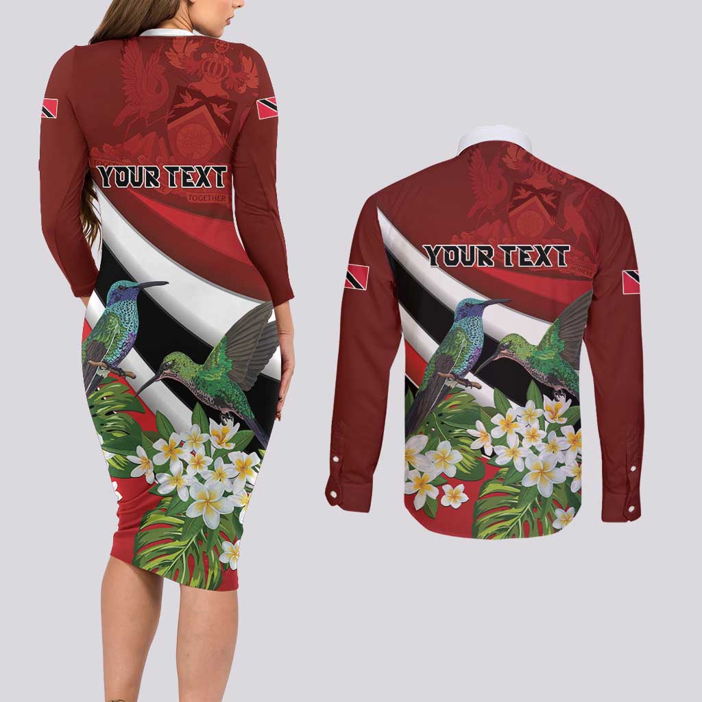 Personalized Trinidad and Tobago Couples Matching Long Sleeve Bodycon Dress and Long Sleeve Button Shirt Cairi Land of the Humming Bird - Wonder Print Shop