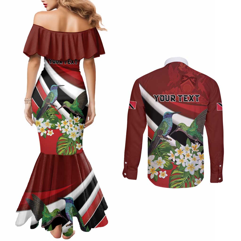 Personalized Trinidad and Tobago Couples Matching Mermaid Dress and Long Sleeve Button Shirt Cairi Land of the Humming Bird - Wonder Print Shop