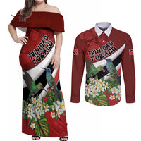 Personalized Trinidad and Tobago Couples Matching Off Shoulder Maxi Dress and Long Sleeve Button Shirt Cairi Land of the Humming Bird - Wonder Print Shop