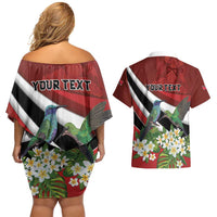 Personalized Trinidad and Tobago Couples Matching Off Shoulder Short Dress and Hawaiian Shirt Cairi Land of the Humming Bird - Wonder Print Shop