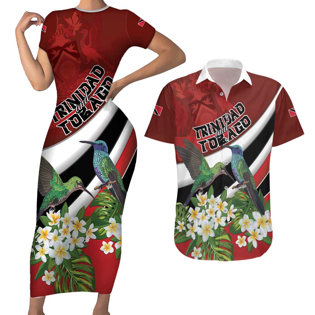 Personalized Trinidad and Tobago Couples Matching Short Sleeve Bodycon Dress and Hawaiian Shirt Cairi Land of the Humming Bird - Wonder Print Shop