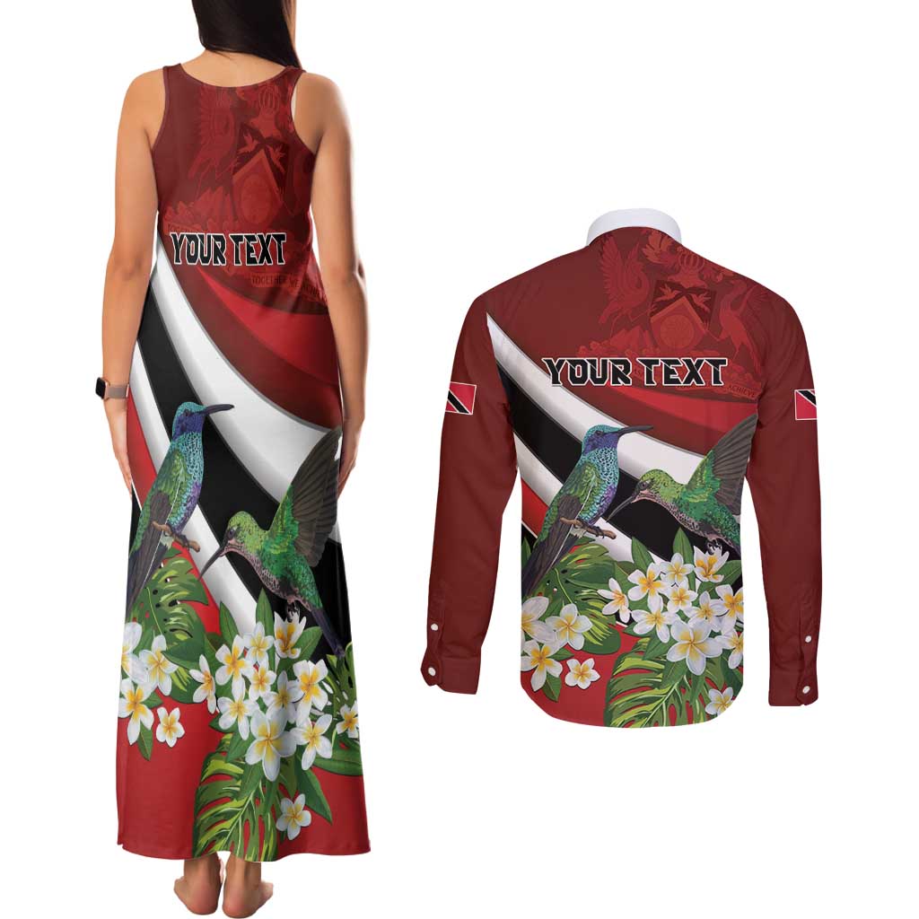 Personalized Trinidad and Tobago Couples Matching Tank Maxi Dress and Long Sleeve Button Shirt Cairi Land of the Humming Bird - Wonder Print Shop