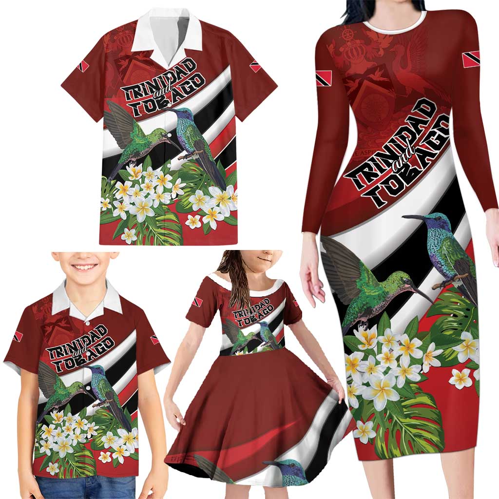 Personalized Trinidad and Tobago Family Matching Long Sleeve Bodycon Dress and Hawaiian Shirt Cairi Land of the Humming Bird - Wonder Print Shop
