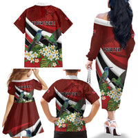 Personalized Trinidad and Tobago Family Matching Off The Shoulder Long Sleeve Dress and Hawaiian Shirt Cairi Land of the Humming Bird - Wonder Print Shop