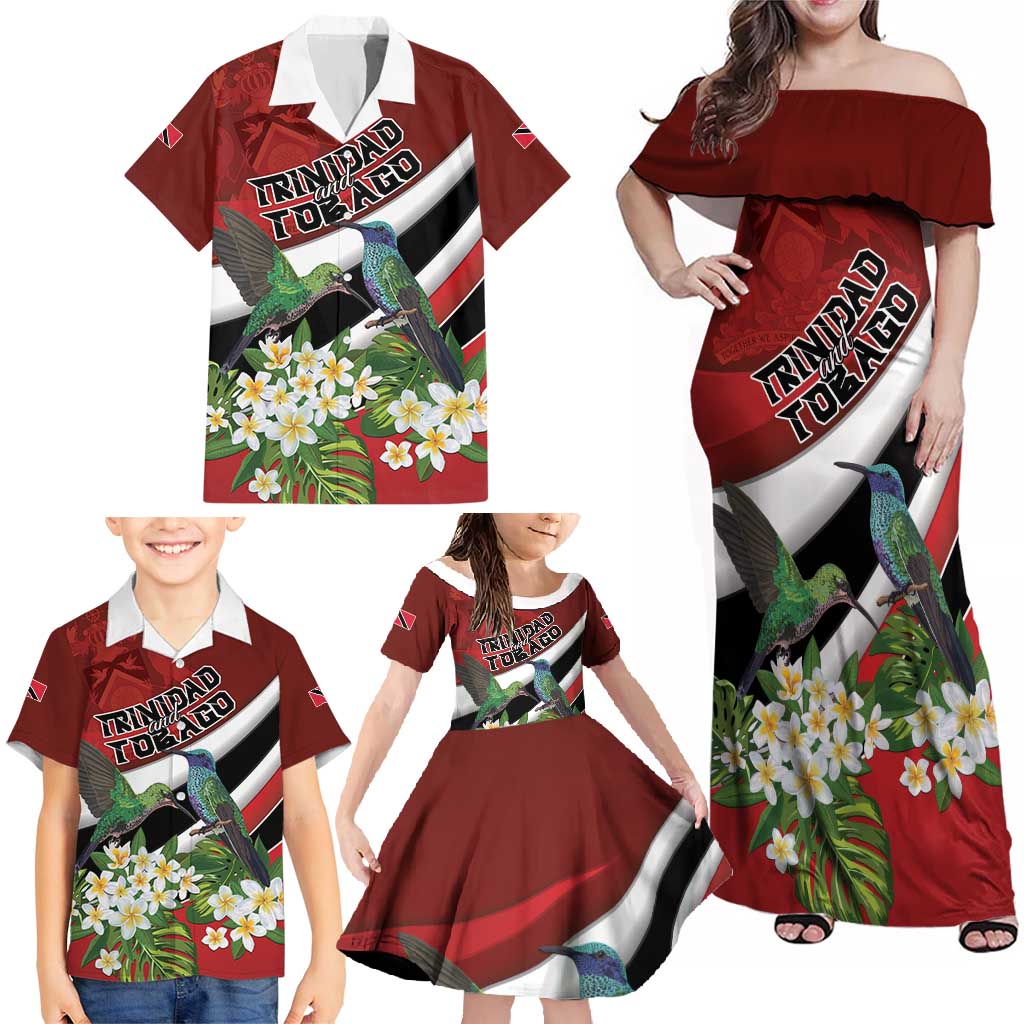 Personalized Trinidad and Tobago Family Matching Off Shoulder Maxi Dress and Hawaiian Shirt Cairi Land of the Humming Bird - Wonder Print Shop