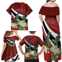 Personalized Trinidad and Tobago Family Matching Off Shoulder Maxi Dress and Hawaiian Shirt Cairi Land of the Humming Bird - Wonder Print Shop