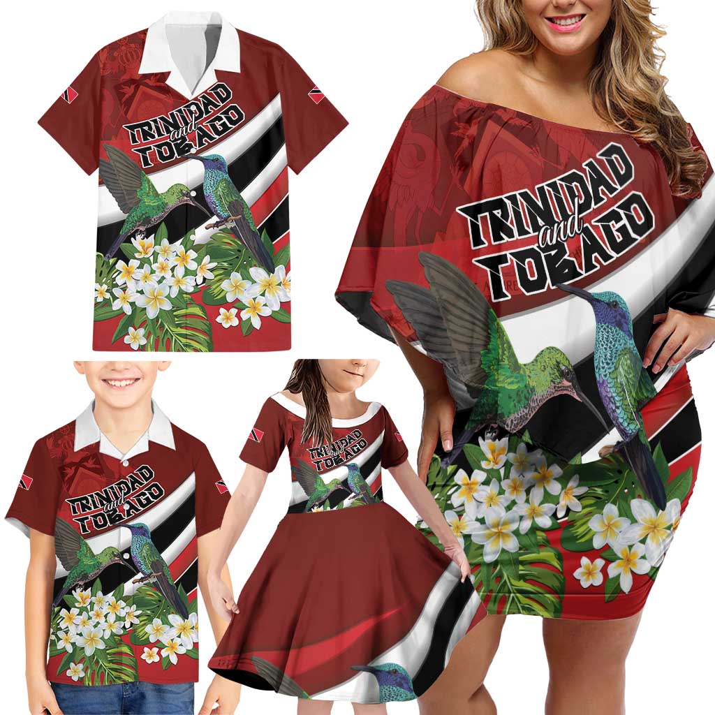 Personalized Trinidad and Tobago Family Matching Off Shoulder Short Dress and Hawaiian Shirt Cairi Land of the Humming Bird - Wonder Print Shop