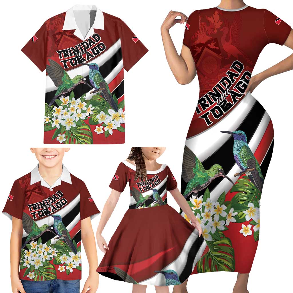 Personalized Trinidad and Tobago Family Matching Short Sleeve Bodycon Dress and Hawaiian Shirt Cairi Land of the Humming Bird - Wonder Print Shop