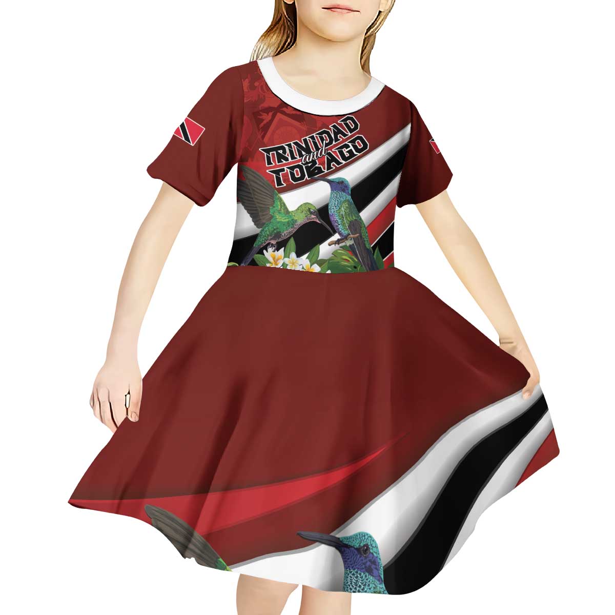 Personalized Trinidad and Tobago Kid Short Sleeve Dress Cairi Land of the Humming Bird - Wonder Print Shop