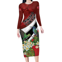 Personalized Trinidad and Tobago Long Sleeve Bodycon Dress Cairi Land of the Humming Bird - Wonder Print Shop