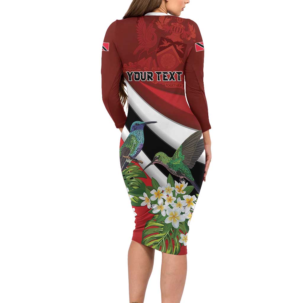 Personalized Trinidad and Tobago Long Sleeve Bodycon Dress Cairi Land of the Humming Bird - Wonder Print Shop