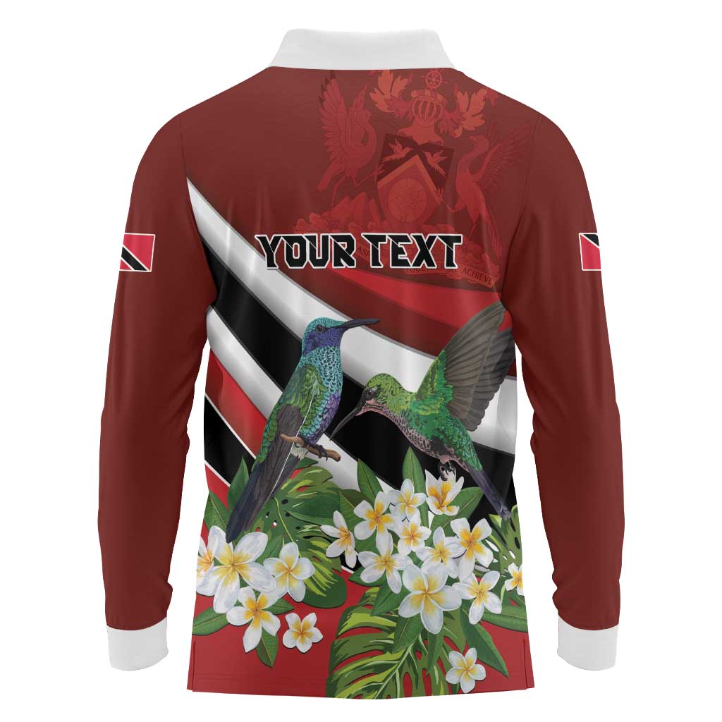 Personalized Trinidad and Tobago Long Sleeve Polo Shirt Cairi Land of the Humming Bird - Wonder Print Shop