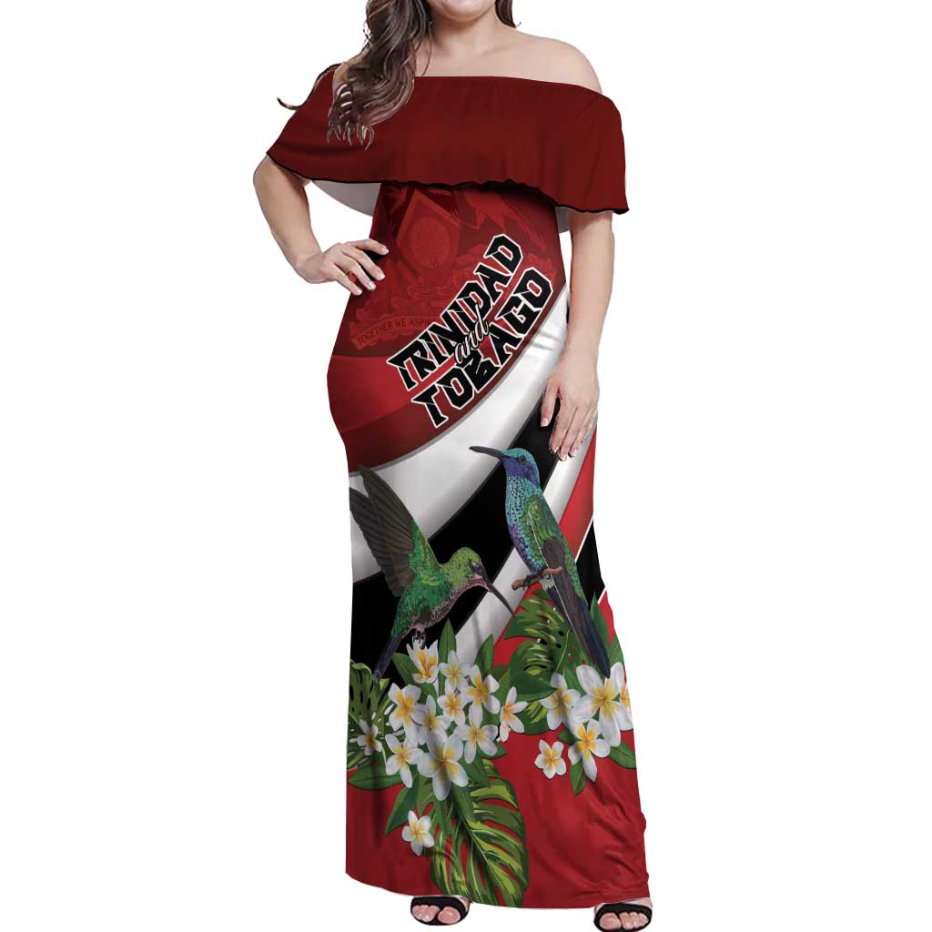 Personalized Trinidad and Tobago Off Shoulder Maxi Dress Cairi Land of the Humming Bird - Wonder Print Shop