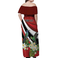 Personalized Trinidad and Tobago Off Shoulder Maxi Dress Cairi Land of the Humming Bird - Wonder Print Shop