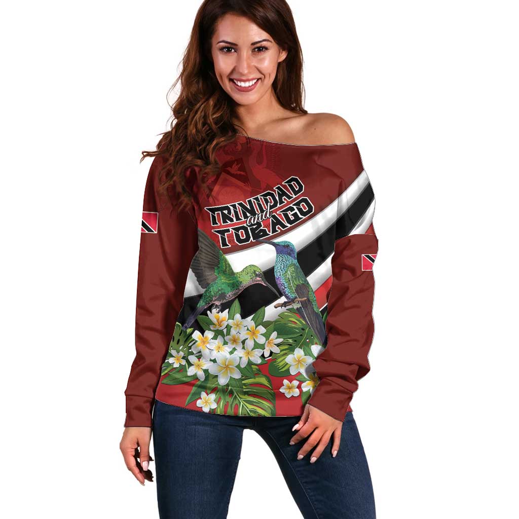 Personalized Trinidad and Tobago Off Shoulder Sweater Cairi Land of the Humming Bird - Wonder Print Shop