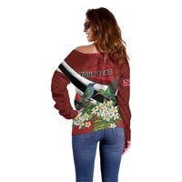 Personalized Trinidad and Tobago Off Shoulder Sweater Cairi Land of the Humming Bird - Wonder Print Shop