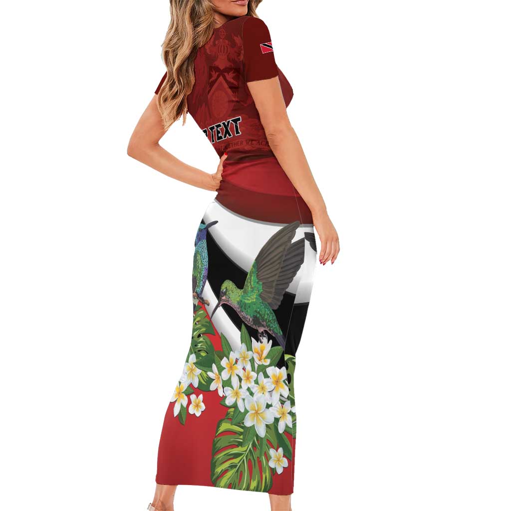Personalized Trinidad and Tobago Short Sleeve Bodycon Dress Cairi Land of the Humming Bird - Wonder Print Shop