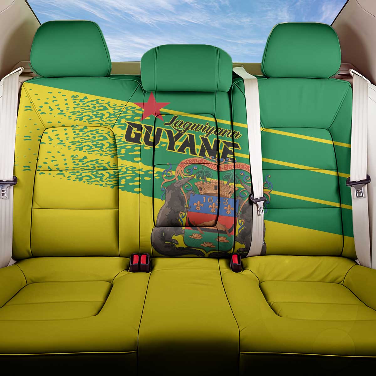 French Guiana Back Car Seat Cover Lagwiyann In My Heart - Wonder Print Shop