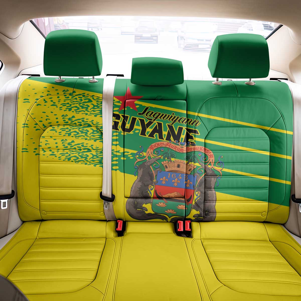 French Guiana Back Car Seat Cover Lagwiyann In My Heart - Wonder Print Shop
