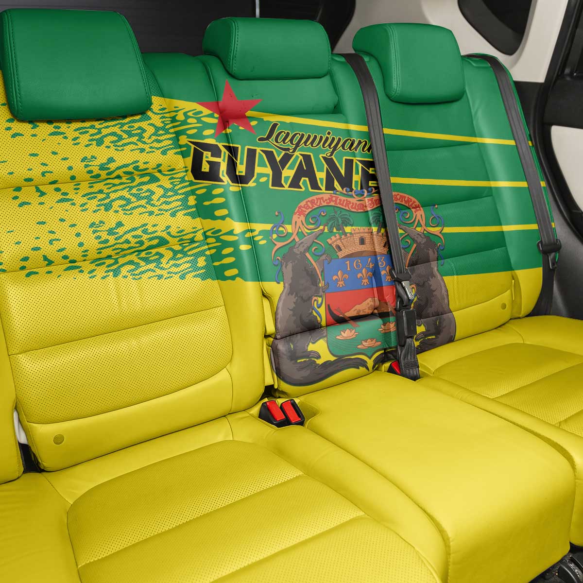 French Guiana Back Car Seat Cover Lagwiyann In My Heart - Wonder Print Shop