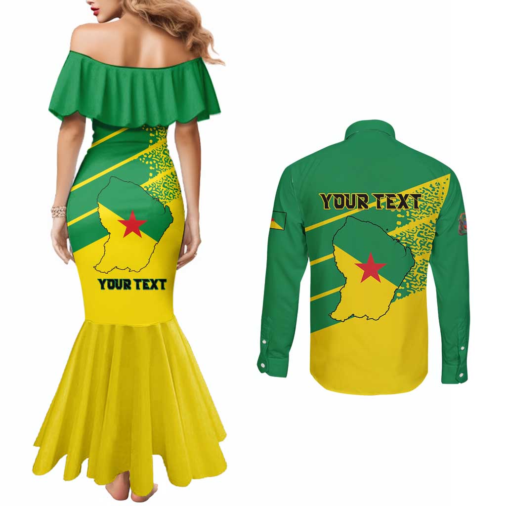 Personalized French Guiana Couples Matching Mermaid Dress and Long Sleeve Button Shirt Lagwiyann In My Heart - Wonder Print Shop