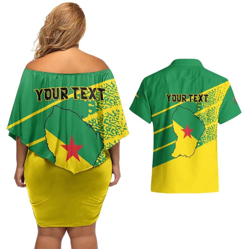 Personalized French Guiana Couples Matching Off Shoulder Short Dress and Hawaiian Shirt Lagwiyann In My Heart - Wonder Print Shop