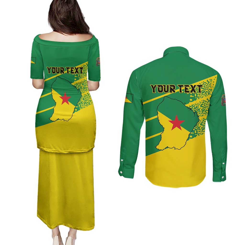 Personalized French Guiana Couples Matching Puletasi and Long Sleeve Button Shirt Lagwiyann In My Heart - Wonder Print Shop