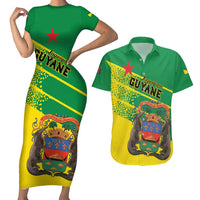 Personalized French Guiana Couples Matching Short Sleeve Bodycon Dress and Hawaiian Shirt Lagwiyann In My Heart - Wonder Print Shop
