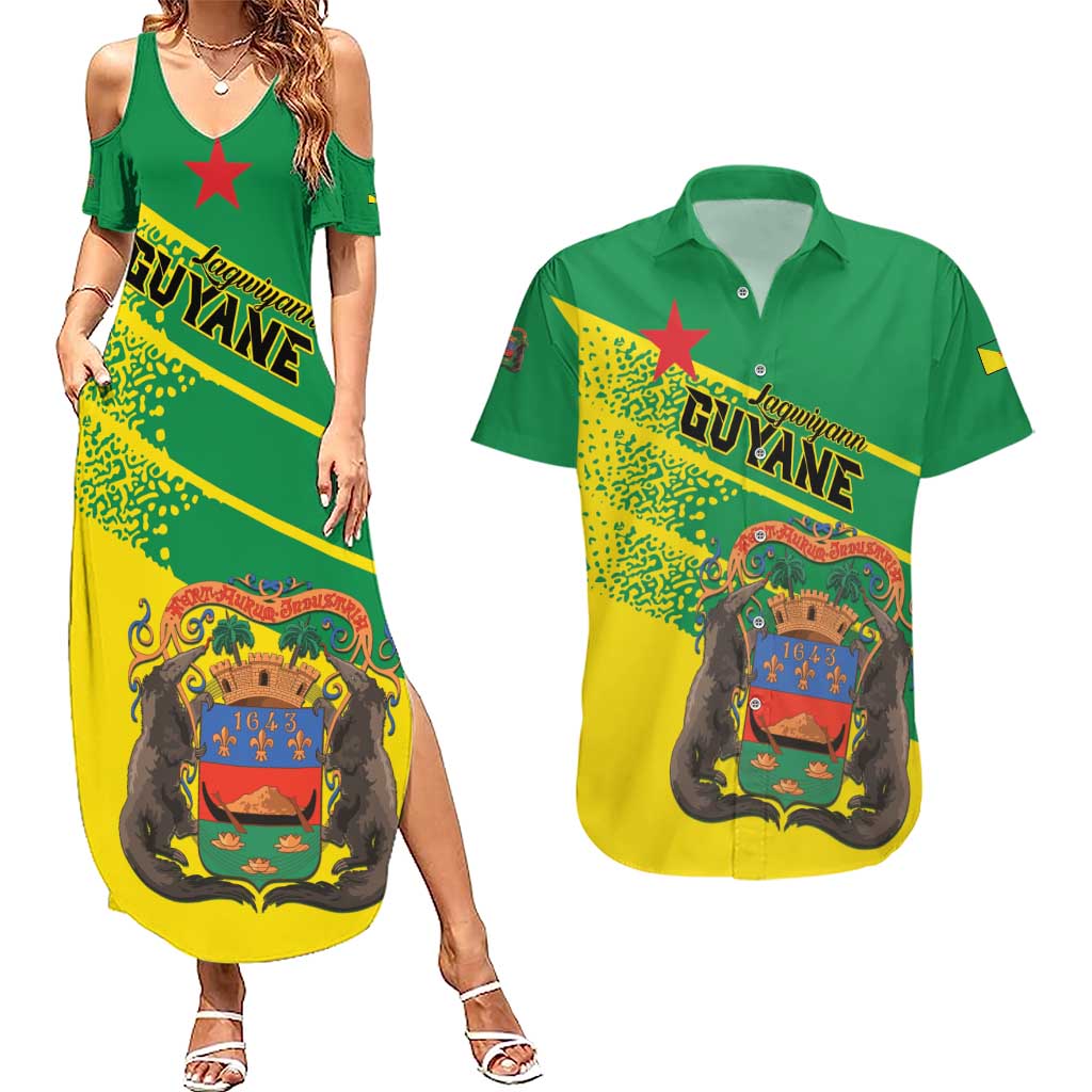Personalized French Guiana Couples Matching Summer Maxi Dress and Hawaiian Shirt Lagwiyann In My Heart - Wonder Print Shop