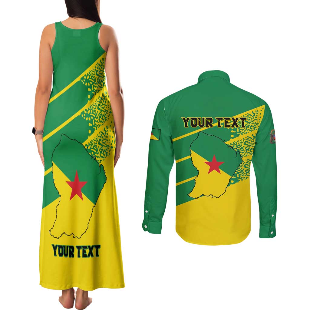 Personalized French Guiana Couples Matching Tank Maxi Dress and Long Sleeve Button Shirt Lagwiyann In My Heart - Wonder Print Shop