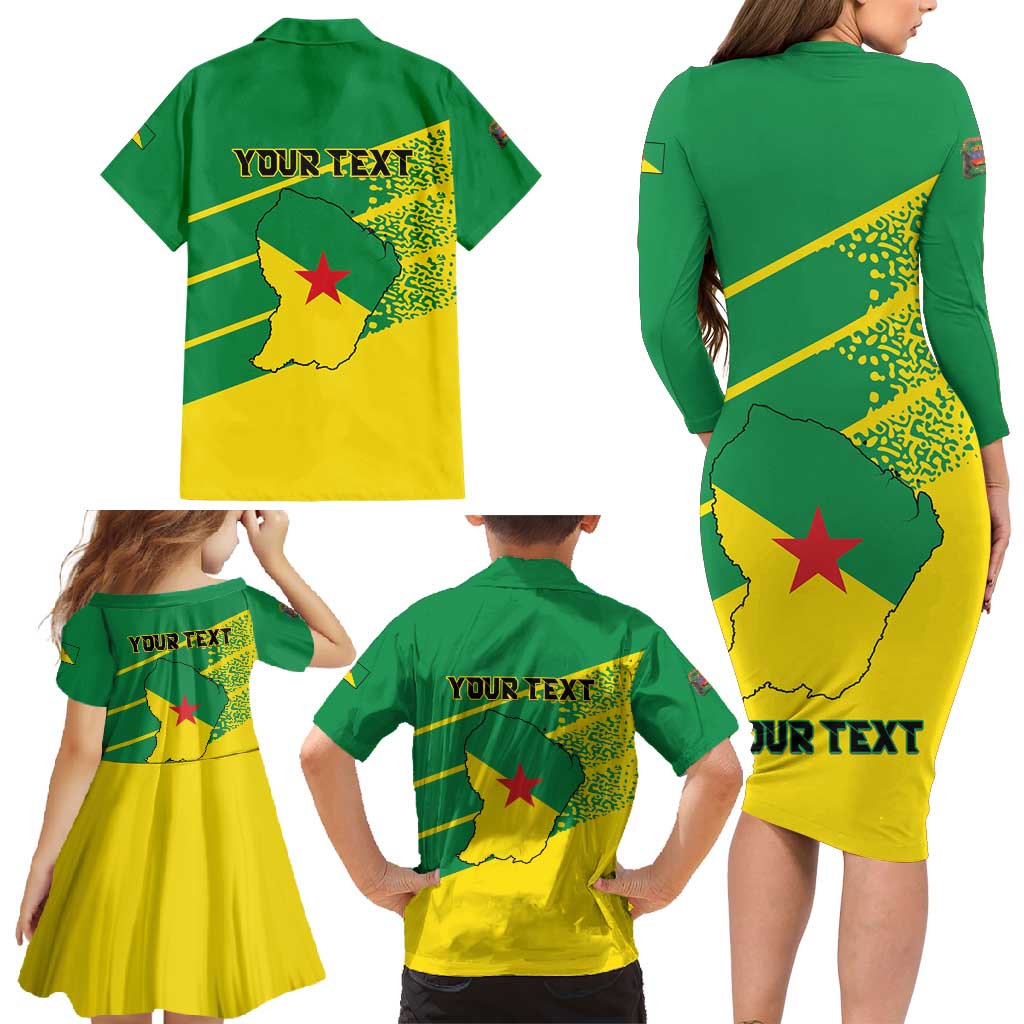Personalized French Guiana Family Matching Long Sleeve Bodycon Dress and Hawaiian Shirt Lagwiyann In My Heart - Wonder Print Shop