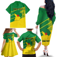 Personalized French Guiana Family Matching Off The Shoulder Long Sleeve Dress and Hawaiian Shirt Lagwiyann In My Heart - Wonder Print Shop