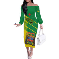 Personalized French Guiana Family Matching Off The Shoulder Long Sleeve Dress and Hawaiian Shirt Lagwiyann In My Heart - Wonder Print Shop