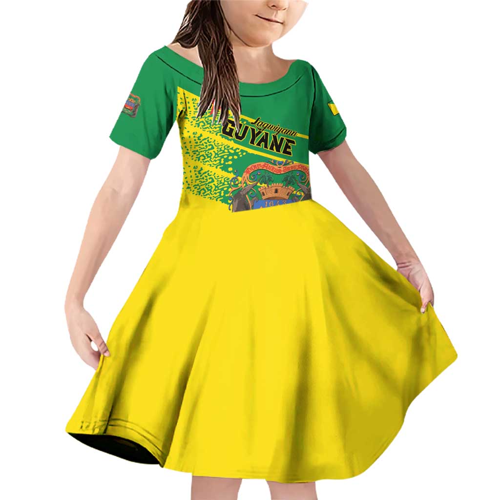 Personalized French Guiana Family Matching Off Shoulder Short Dress and Hawaiian Shirt Lagwiyann In My Heart - Wonder Print Shop